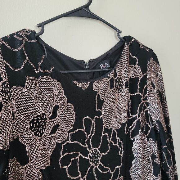 Betsy & Adam Black and Silver Floral Maxi Dress - Picture 5 of 12